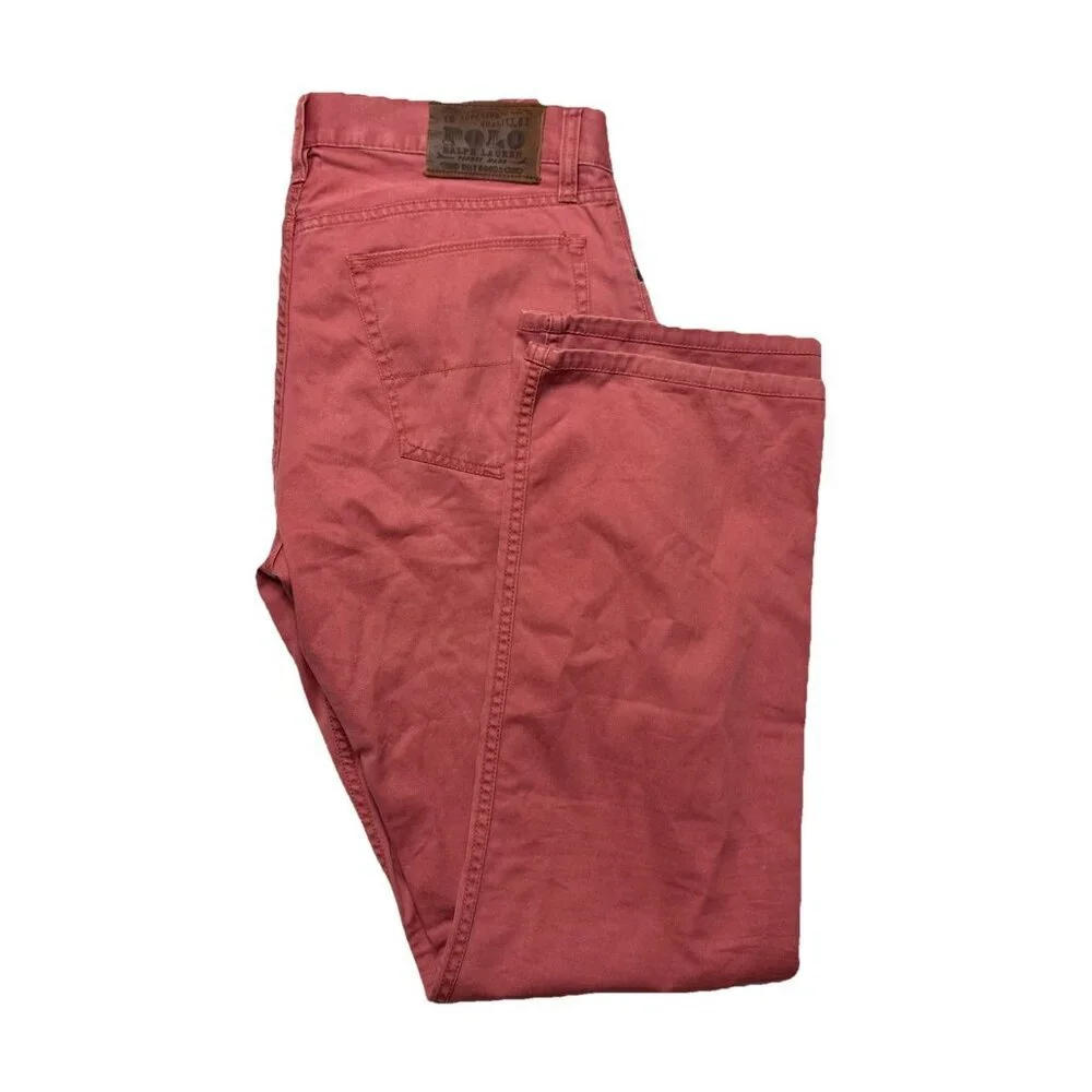 POLO RALPH LAUREN Classic Fit Chino Pants Mens 32 X 32 Salmon Coral Flat Front